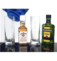 Dárková souprava Jim Beam + Becherovka a 2 panáci