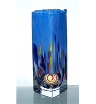 Hutní skleněná váza modrá