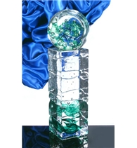 Atypická skleněná trofej zelená 250 mm