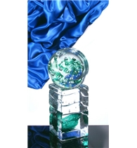 Atypická skleněná trofej zelená 180 mm
